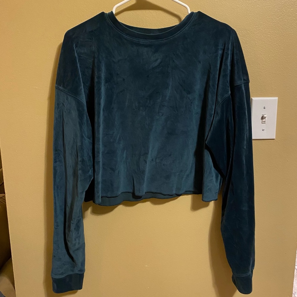 Target Wild Fable Aqua Blue Velvet Semi Crop long sleeve